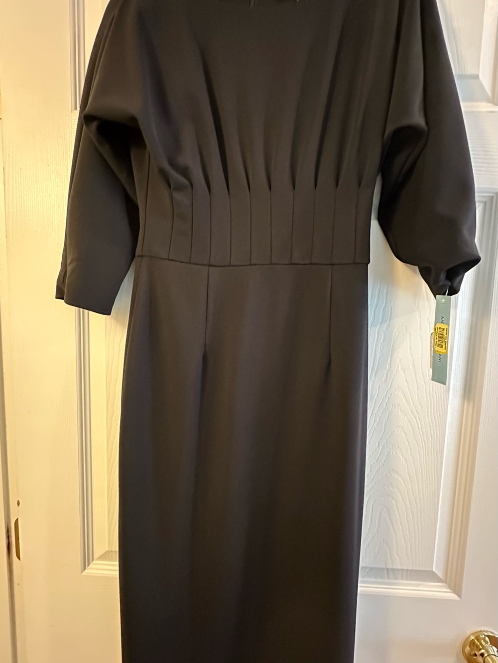 Antonio Melani - Classic Black Midi Dress with Pleated Bodice midi length NEW